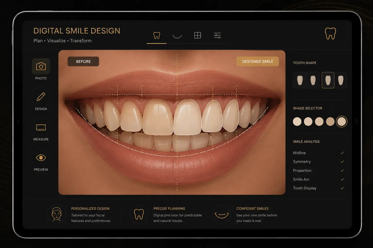 Digital smile design preview of a smile makeover
