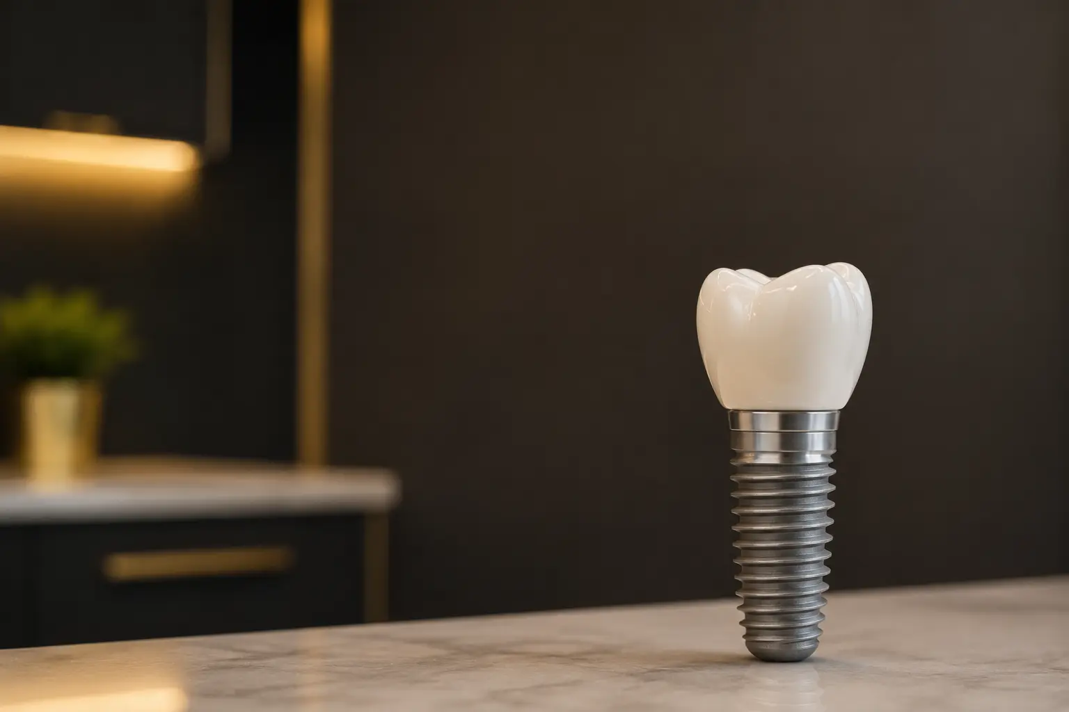 Close-up of a durable dental implant model at a Chandigarh dental clinic