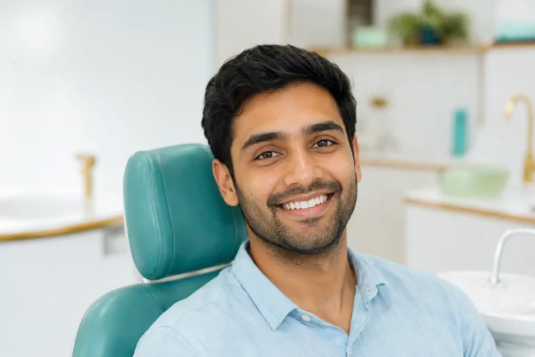 Patient with a clean, bright smile after teeth scaling and polishing at Pristine Dental, Chandigarh