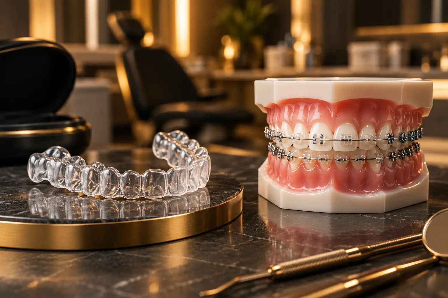 Invisalign clear aligners and traditional braces compared at a Chandigarh dental clinic