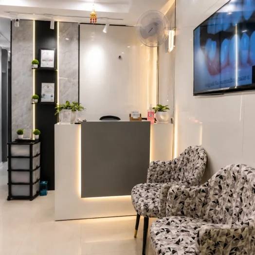Reception desk at Pristine Dental, Sector 19D Chandigarh